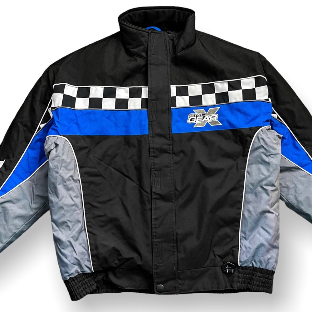 Vintage 90s Large Black and Blue Sno Gear Racing Jacket